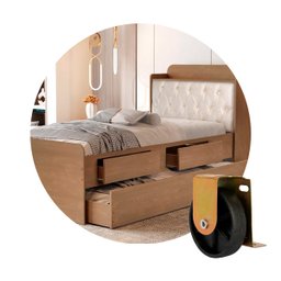 Kit com 4 Rodizio Placa L Roda Anti Risco para Móveis Bicama - 5