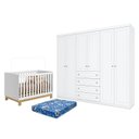 Ver imagem 1 de Berço Americano Mini Cama Q Encanto Slim Branco Acetinado - Qmovi e guarda Roupa Casal Americano 6 P