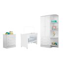 Ver imagem 1 de Jogo De Quarto Infantil Meu Soninho - Berço Simples, Cômoda, Armário - Branco - FdECOR