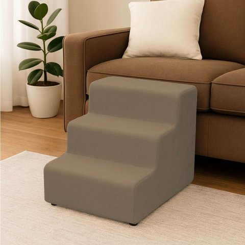 Escada Escadinha para Pet 3 Degraus com Osso Cor Capuccino