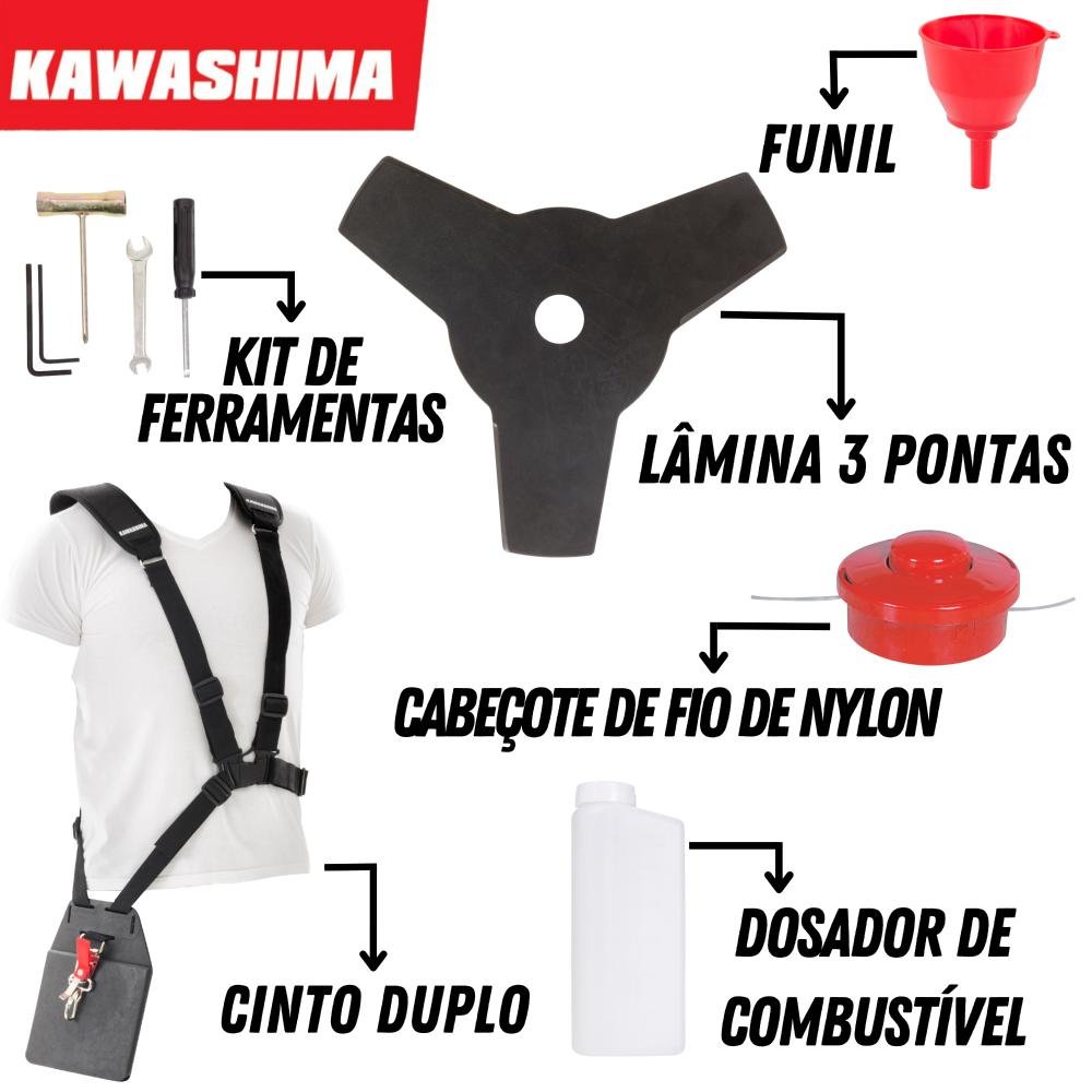 Roçadeira Alta Performance com Óleo Stihl Kw43-l Kawashima Á Gasolina 2t 43cc 1,7hp - 3