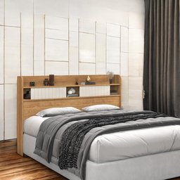 Cabeceira com Prateleiras Dubai Solteiro Freijó e Off White - 1