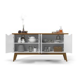 Aparador Buffet Sala De Jantar Cozinha Cantinho Do Café Prism 4 Portas Branco/cumaru - 3