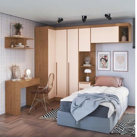 Guarda-Roupa Modulado 6 Peças Infinity Rosa/Cedro/Blush