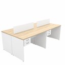 Ver imagem 1 de Estação de Trabalho 4 Lugares Mesa 140x60 com 2 Gavetas Escritório - Dubai/Branco