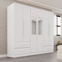 Ver imagem 1 de Guarda-Roupa Casal com Espelho 6 Portas 4 Gavetas Texas Premium Branco