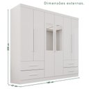 Ver imagem 3 de Guarda-Roupa Casal com Espelho 6 Portas 4 Gavetas Texas Premium Branco