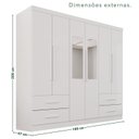 Ver imagem 4 de Guarda-Roupa Casal com Espelho 6 Portas 4 Gavetas Texas Premium Branco