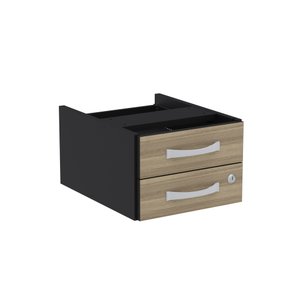 Gaveteiro Aéreo com 02 Gavetas Maxxi Pandin Noce Naturale e Preto