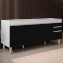 Ver imagem 1 de Balcão Gabinete para Pia 180cm sem Tampo Dallas Branco/preto - Lumil