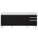 Ver imagem 6 de Balcão Gabinete para Pia 180cm sem Tampo Dallas Branco/preto - Lumil
