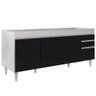 Balcão Gabinete para Pia 180cm sem Tampo Dallas Branco/preto - Lumil - 1