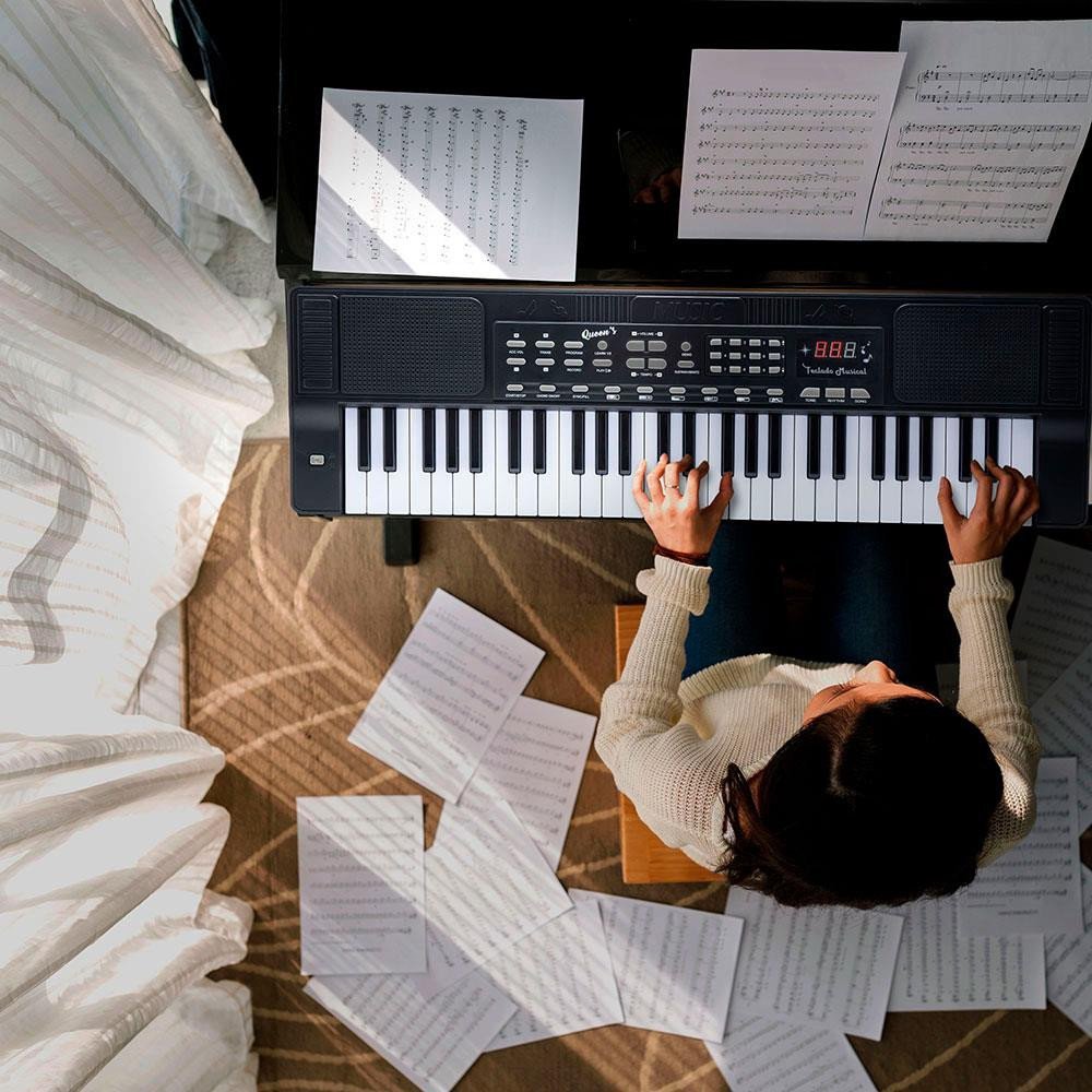 Teclado Musical Piano Infantil Iniciante 54 Teclas Led na