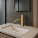 Ver imagem 2 de Torneira Misturador Monocomando Água Quente e Fria Bica Baixa para Banheiro -dourado Escovado Dp6201