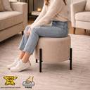 Ver imagem 5 de Puff Banqueta Redonda em Linho com Base de Ferro – Luxo e Conforto