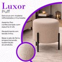 Ver imagem 3 de Puff Luxor Redondo em Linho Pés de Ferro Design Minimalista para Sala Moderna Premium - Bege Claro