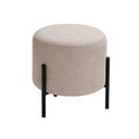 Ver imagem 1 de Puff Luxor Redondo em Linho Pés de Ferro Design Minimalista para Sala Moderna Premium - Bege Claro