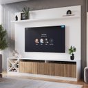 Ver imagem 3 de Estante para TV até 50 Polegadas 160cm 2 Portas Branco/Brise 2028