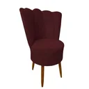 Ver imagem 1 de Cadeira Poltrona Decorativa Pétala Veludo Premium Pés Retrô Palito Sala e Quarto Marsala
