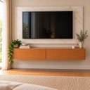Ver imagem 5 de Rack Suspenso e Painel 1,19m para TV até 75 Polegadas com 2 Portas Basculantes Freijó Marmore