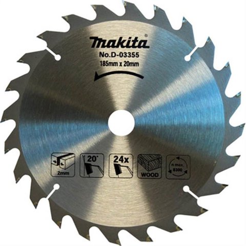 Lâmina de Serra 185x20mm 24 Dentes Para Madeira - D-03355 - MAKITA LAMINA SERRA 185X20MM 24T P/MAD. 