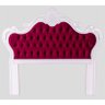 Cabeceira de Casal 1,81 Capitonê Branco Provençal e Veludo Vermelho Bordô Gênova - 1