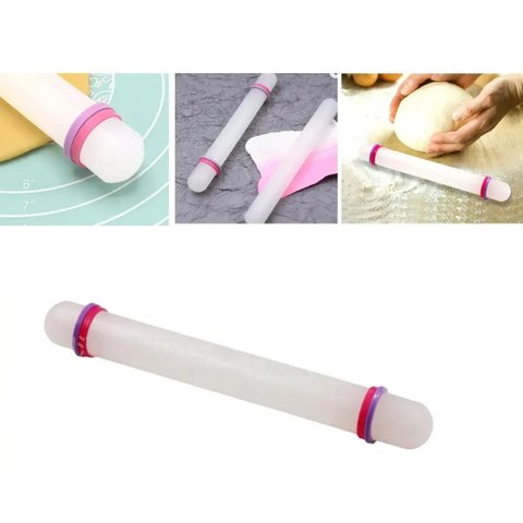 Rolo Nivelador para Pasta Americana e Biscuit 30cm com Anéis