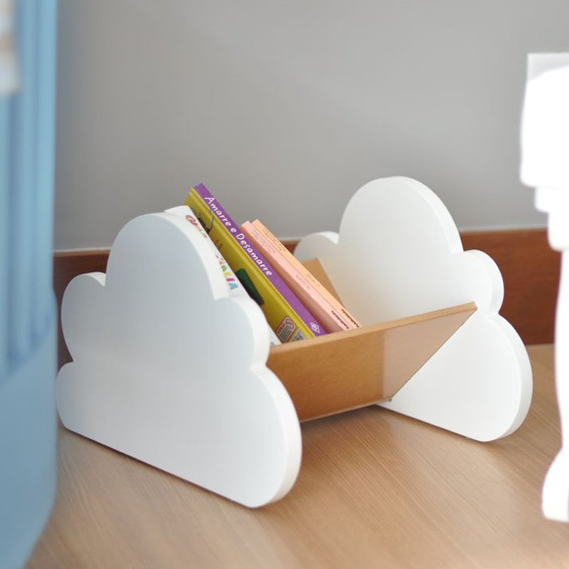 Porta Livros Nuvem - Revisteiro de chão 40 cm - Montessori:Branco - 4