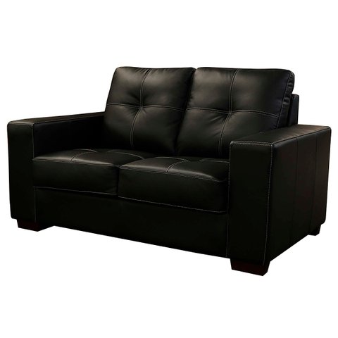 Sofá de Couro 2 Lugares Londres 151cm M06 Cor Preto 450 - ADJ DECOR SOFÁ 2 LUGARES 3 LUGARES COURO