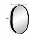 Ver imagem 3 de Espelho Decorativo Oval Para Banheiro Sala Com Moldura Preta 50x40cm