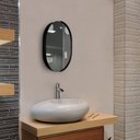 Ver imagem 1 de Espelho Decorativo Oval Para Banheiro Sala Com Moldura Preta 50x40cm