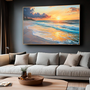 Quadro Decorativo Praia e Pôr do Sol
