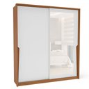 Ver imagem 2 de Guarda-roupa Casal Porto 2 Portas 2 Gavetas com Espelho Freijó/branco - Politorno