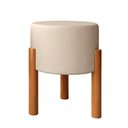 Ver imagem 1 de Puff Banqueta Redondo Pés em Madeira Bege