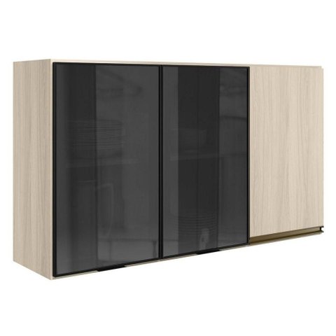 Armario Aereo 3 Portas Vidro MDF 120 cm Kali 1219717 Nicioli Bianco Toq