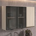 Ver imagem 2 de Armario Aereo 3 Portas Vidro MDF 120 cm Kali 1219717 Nicioli Bianco Toq
