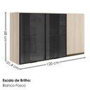 Ver imagem 3 de Armario Aereo 3 Portas Vidro MDF 120 cm Kali 1219717 Nicioli Bianco Toq