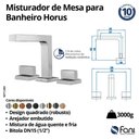 Ver imagem 6 de Misturador de Mesa Lavatório Bica Alta Horus 1.1/2" Black Fosco (1877 Bk-450)