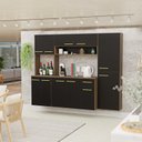 Ver imagem 1 de Cozinha Aura Completa Modulada 15mm Torre Quente Paneleiro - Nogal/preto