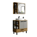 Ver imagem 2 de conjunto Banheiro Valença 80cm Armário Completo Gabinete Cuba Espelheira