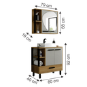 Ver imagem 3 de conjunto Banheiro Valença 80cm Armário Completo Gabinete Cuba Espelheira