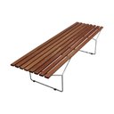 Ver imagem 4 de Banco Bertoia Ripado em Madeira Imbuia Base Cromada Cor Marrom