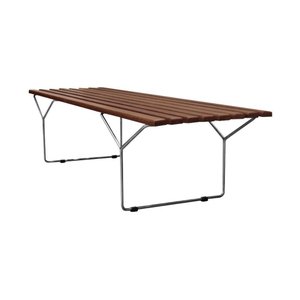 Banco Bertoia Ripado em Madeira Imbuia Base Cromada Cor Marrom