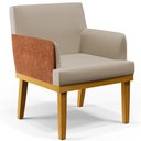 Ver imagem 3 de Kit 03 Poltronas Decorativas Base Mel Beatriz W01 Linho Bege Couríssimo Camel - Lyam Decor