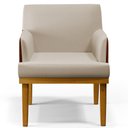 Ver imagem 7 de Kit 03 Poltronas Decorativas Base Mel Beatriz W01 Linho Bege Couríssimo Camel - Lyam Decor