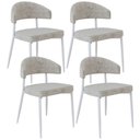 Ver imagem 1 de Kit 04 Cadeiras Estofada para Sala de Jantar Serena Branco C01 Linho Lautrec Off White - Lyam Decor