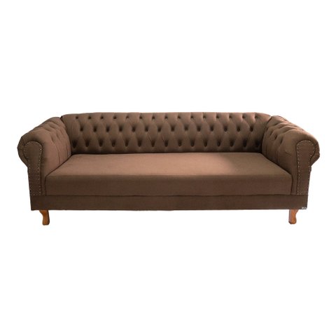 Sofá Chesterfield Duque 3 lugares 1,80 - Suede Marrom / sala de estar, recepção, barbearia