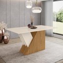 Ver imagem 1 de Mesa 160 x 90 cm Sala De Jantar Cozinha Retangular sem Vidro MDF Branco Off White Madeira Nature