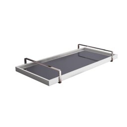 Bandeja Decorativa Espelhada Alça Cromada Larflex Branca - 2