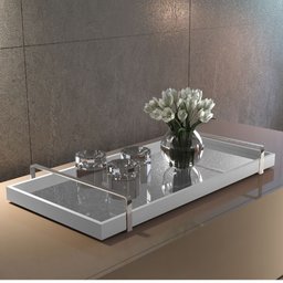 Bandeja Decorativa Espelhada Alça Cromada Larflex Branca - 1